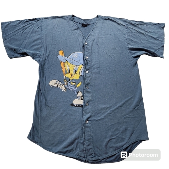 Vintage 90s Looney Tunes Tweety Bird Baseball Jersey Sz XL - Picture 1 of 8